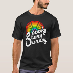 Spooky Scary Sunday Trendy Retro Rainbow T-Shirt