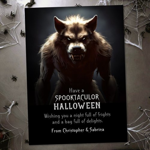 Spooky Scary Werewolf Halloween Greeting Holiday Card