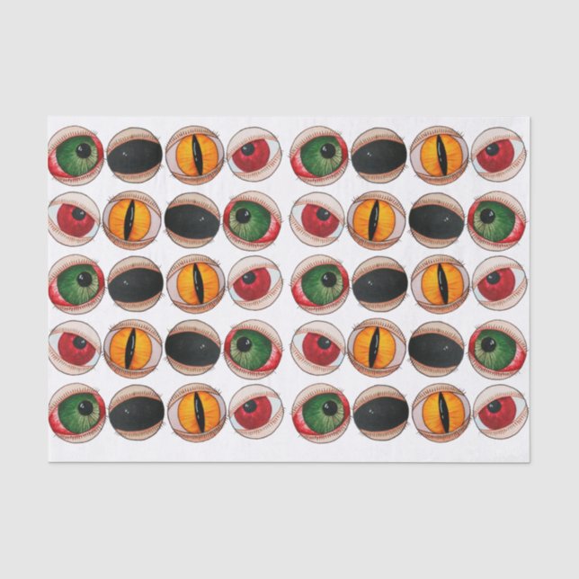 Spooky scary zombie gothic eyes halloween black tissue paper (Front)