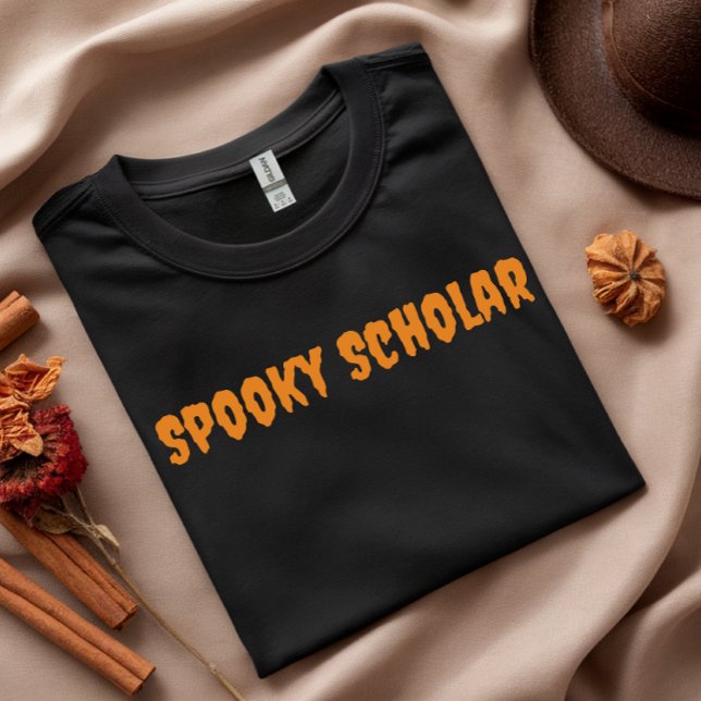 Spooky Scholar orange typography T-Shirt (Creator Uploaded)