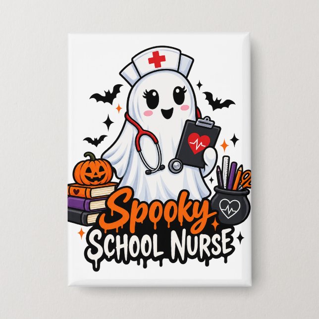 . Spooky School Nurse Button (Front)
