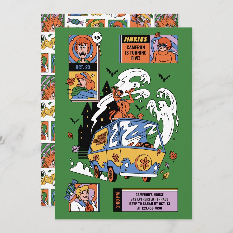Spooky Scooby-Doo Mystery Machine Birthday Invitation