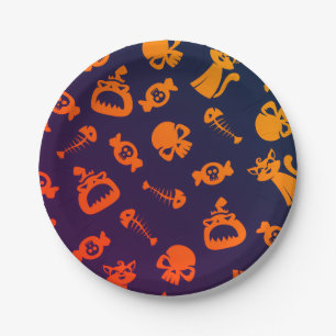 Spooky Seamless Pattern C (Style: 1) Paper Plates