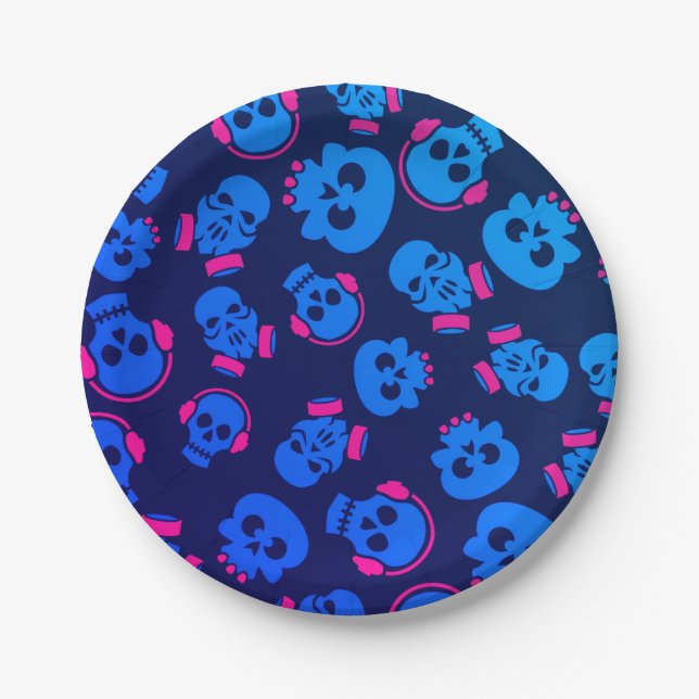 Spooky Seamless Pattern E (Style: 1) Paper Plates (Front)