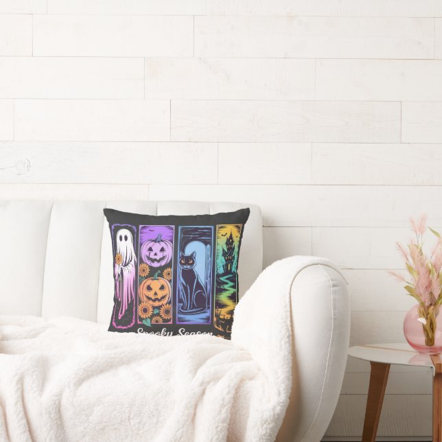 Spooky Season 4 panel Throw Pillow (Couch)