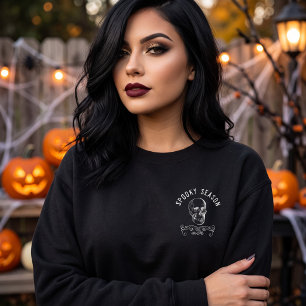 Spooky Season Black and White Skull Sweatshirt