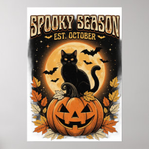 Spooky Season Black Cat Halloween Poster