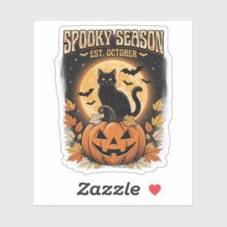 Spooky Season Black Cat Halloween Pumpkin Sticker