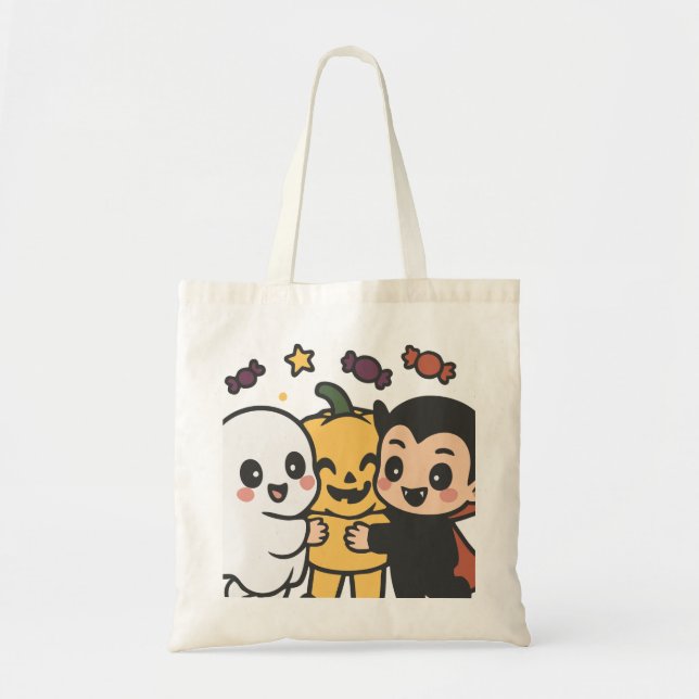 Spooky Season Canvas Tote Bag – Witchy Moon Hallow (Front)