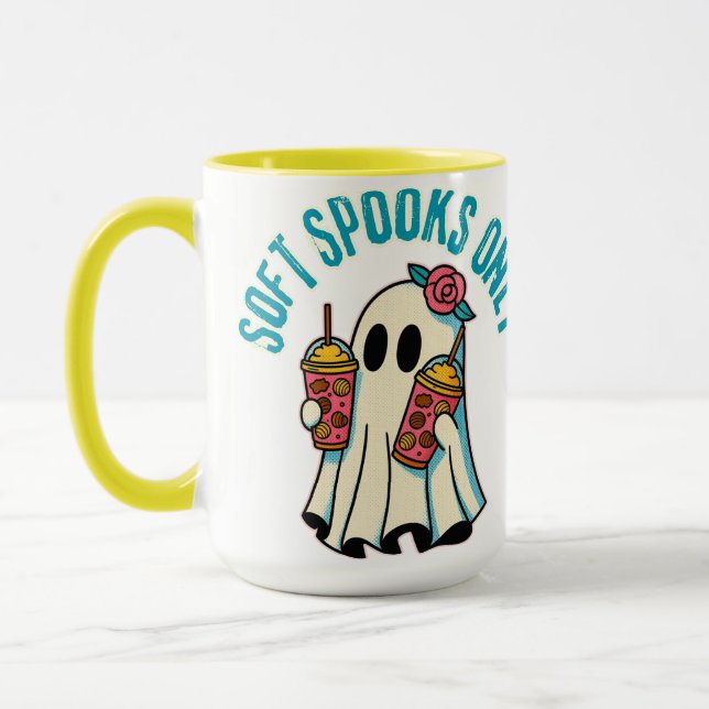 Spooky Season Coffee Cup with Fun Ghost Design (Left)