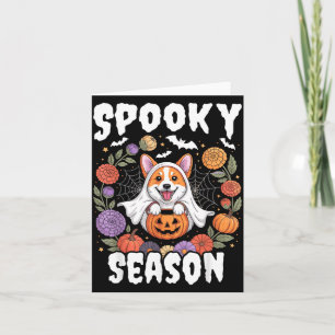 Spooky Season Corgi Dog Ghost Pumpkin Halloween Card