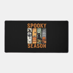 Spooky Season – Cute Ghost, Black Cat, Pumpkin & H Desk Mat