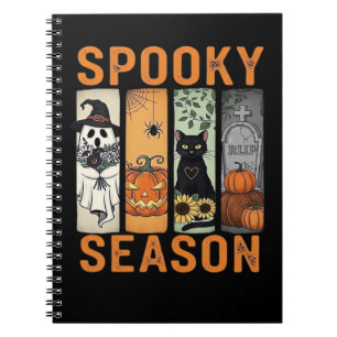 Spooky Season – Cute Ghost, Black Cat, Pumpkin & H Notebook