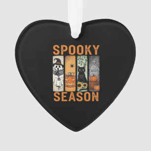 Spooky Season � Cute Ghost, Black Cat, Pumpkin & H Ornament
