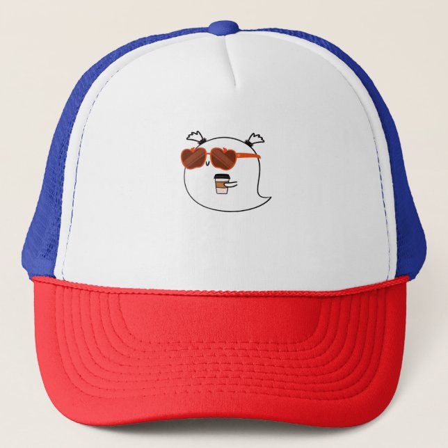 Spooky Season Cute Ghost Classic T-Shirt Trucker Hat (Front)