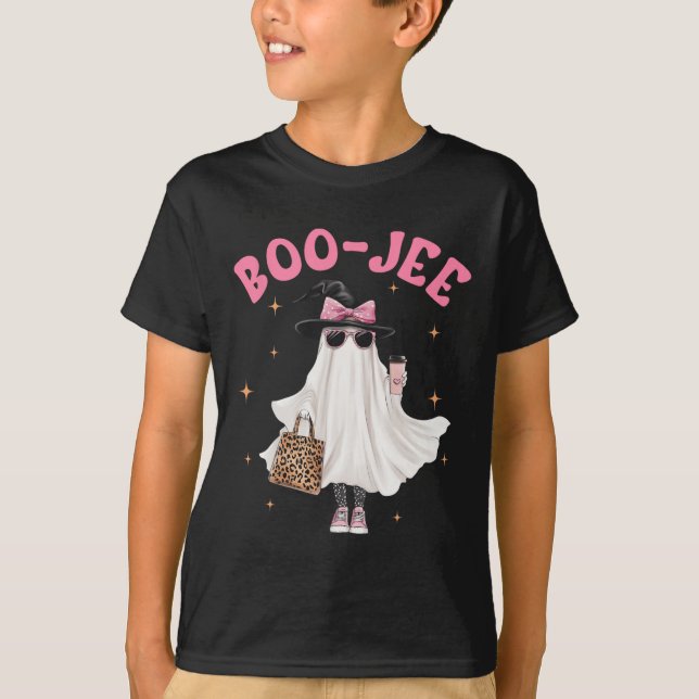Spooky Season Cute Ghost Funny Halloween Boujee Bo T-Shirt (Front)