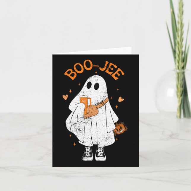 Spooky Season Cute Ghost Halloween Boujee Boo Jee  Card (Front)