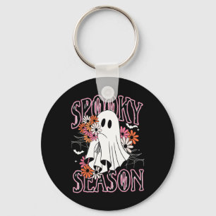Spooky Season Cute Ghost Halloween Costume Floral Keychain
