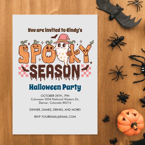 Spooky Season Cute Ghost Halloween Invitation