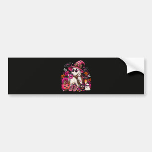 Spooky Season Cute Ghost in Witch Hat and Pumpkin Bumper Sticker
