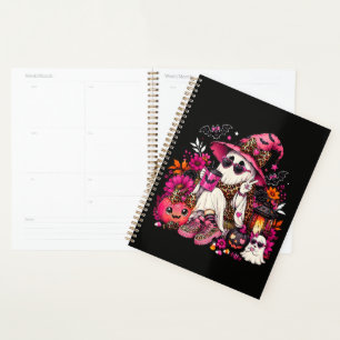 Spooky Season Cute Ghost in Witch Hat and Pumpkin Planner