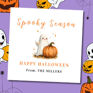 Spooky Season Cute Ghost Pumpkin Square Sticker