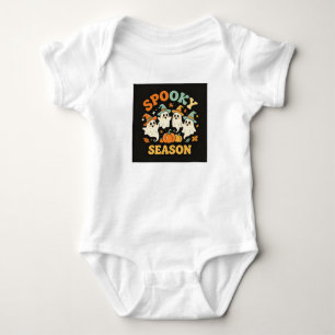 Spooky Season Cute Ghosts Retro Halloween T-Shirt Baby Bodysuit
