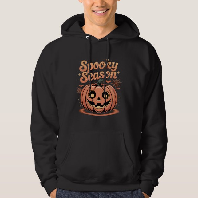 Spooky Season Cute Glitter Pumpkin Art Hoodie (Front)