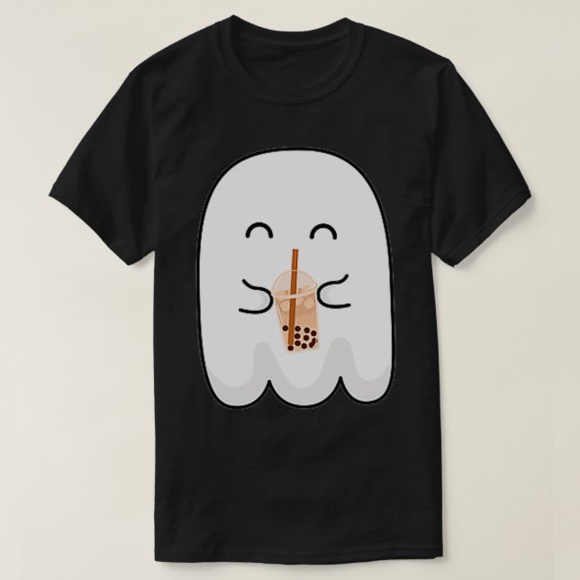 Spooky Season Cute Little Ghost Boba Tea Halloween T-Shirt (Design Front)