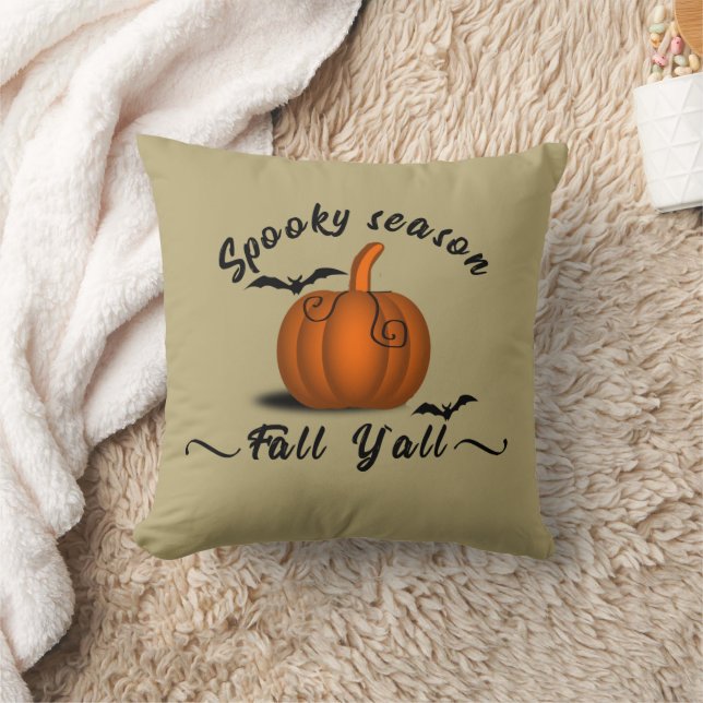 Spooky season fall yall throw pillow (Blanket)