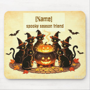 Spooky Season Friend Personalized Halloween Black Mouse Pad