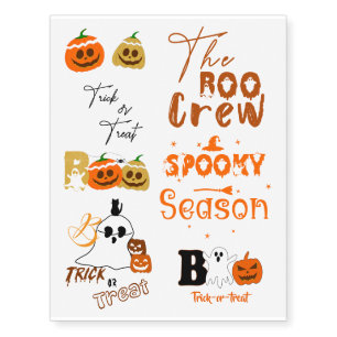 Spooky Season Funny Boo Halloween Temporary Tattoos