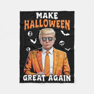 Spooky Season Funny Make Halloween Great Again Don Fleece Blanket