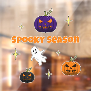 Spooky Season Ghost and Pumpkins Window Cling