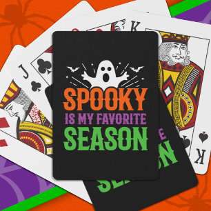 Spooky Season Ghost Bats Scary Happy Halloween Poker Cards