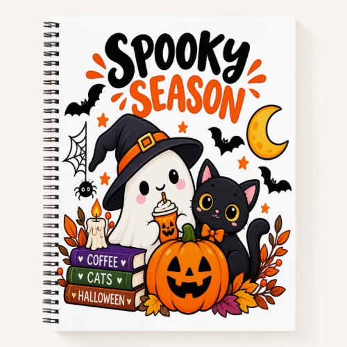 Spooky Season Ghost &amp; Black Cat |  Notebook