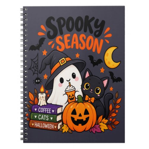 Spooky Season Ghost &amp; Black Cat |  Notebook