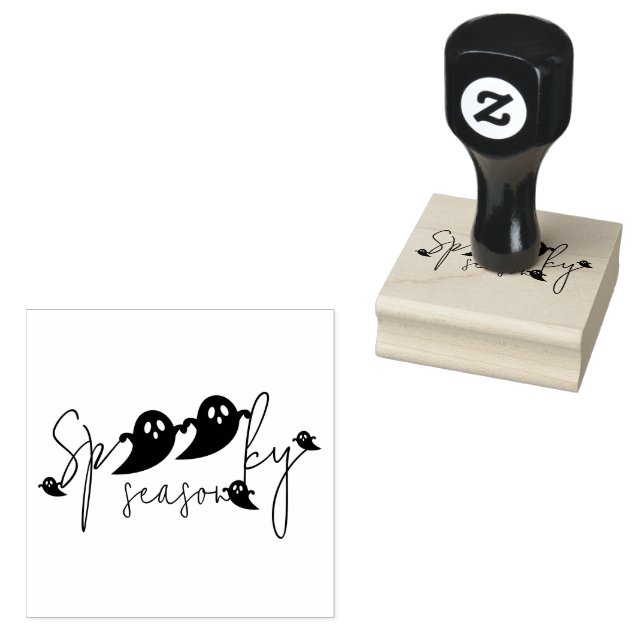 Spooky Season Ghost Lettering Fun Halloween Rubber Stamp (Stamped)
