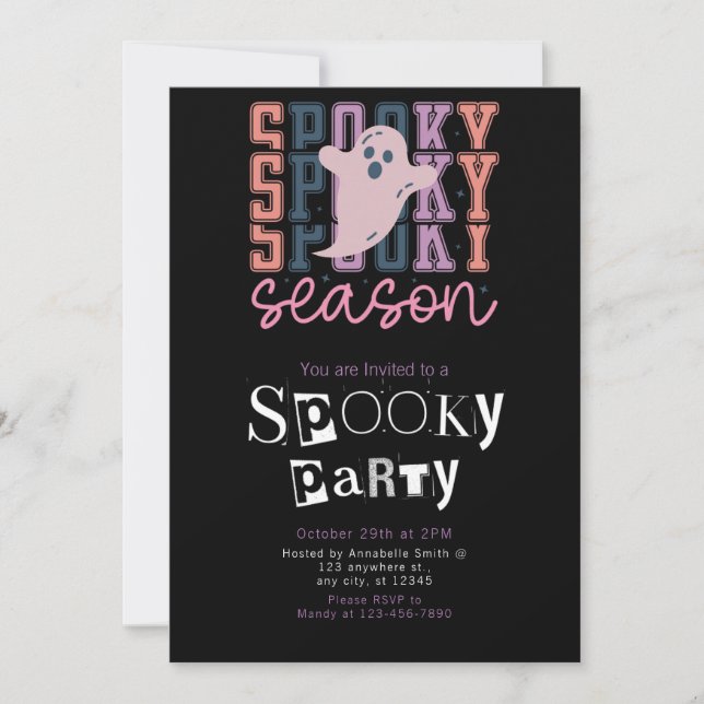 Spooky Season Ghost Minimalist Halloween Party Invitation (Front)