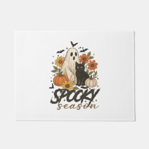 Spooky Season Ghost Retro Spooky Floral Halloween  Doormat