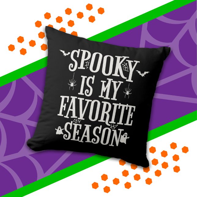 Spooky Season Ghosts Bats Spiders Happy Halloween Throw Pillow (Creator Uploaded)