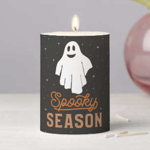 Spooky Season Halloween Ghost Pillar Candle