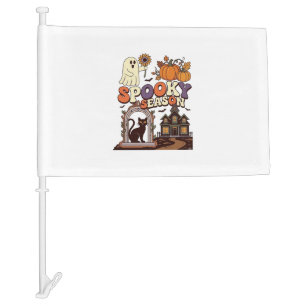 Spooky Season Halloween Ghost Pumpkin Black Cat Ha Car Flag