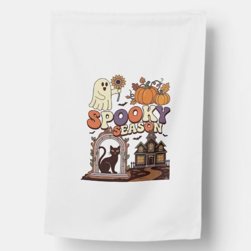 Spooky Season Halloween Ghost Pumpkin Black Cat Ha House Flag