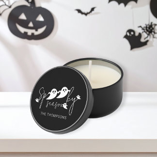 Spooky Season Halloween Ghosts And Custom Name Mini Candle Favors