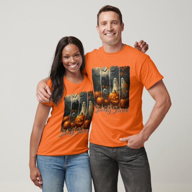Spooky Season Halloween Ghosts Pumpkins T-Shirt (Unisex)