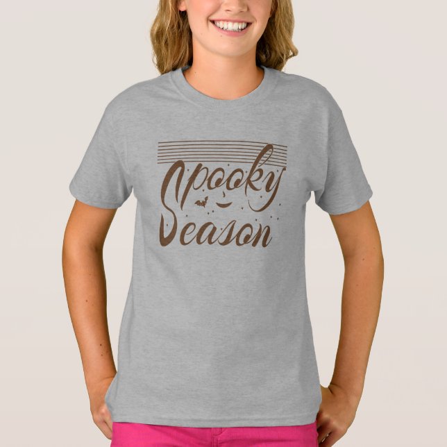 Spooky season halloween greeting with bat and star T-Shirt (Front)