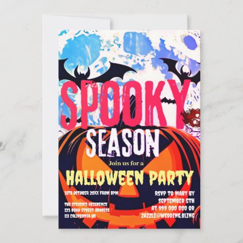 Spooky Season Halloween Party Pumpkin Invitation 