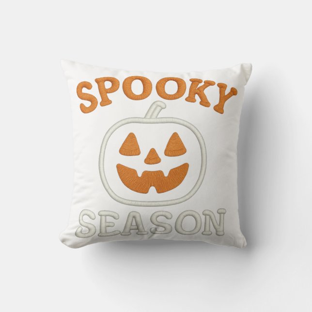 Spooky Season Halloween Pumpkin Patch Throw Pillow (Front)