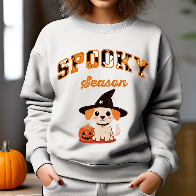 Spooky season Halloween puppy jack o lantern Sweatshirt (Spooky season cute puppy jack-o-lantern Halloween sweatshirt Halloween gifts for her dog lovers gift)